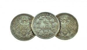 Brosa argint din monede, Imperiul german, inceput de secol, lucrata manual