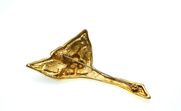 Brosa vintage Leritz, placata aur, decorata email, casa bijuterii Spania
