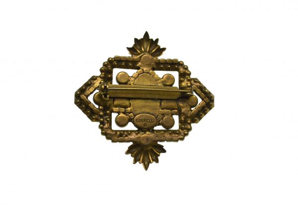 Brosa Sorrelli vintage, design baroque, decorata cu cristale Swarovski