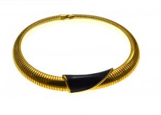 Colier Monet vintage, model Omega Snake, placat aur, decorat email