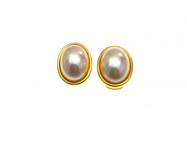 Cercei Lady Remington vintage, placati aur, decorati perle sidefate